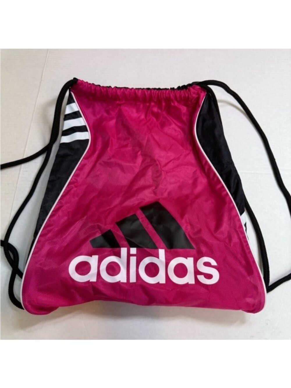 Adidas Drawstring Gym Bag Pink Black White Logo Sackpack Sports Backpack
